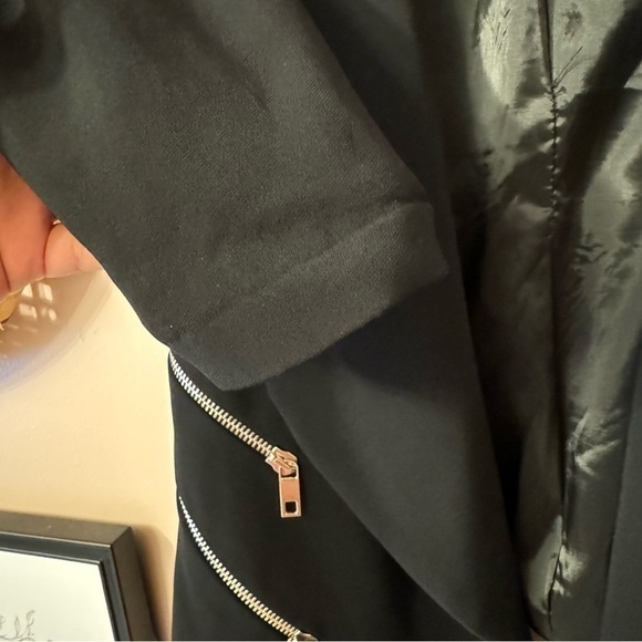 Zara Black Zipper Blazer Women Size L - Picture 7 of 11